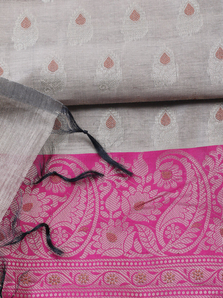 Woven Design Chanderi Unstitched Suit With Pant &amp; Dupatta
