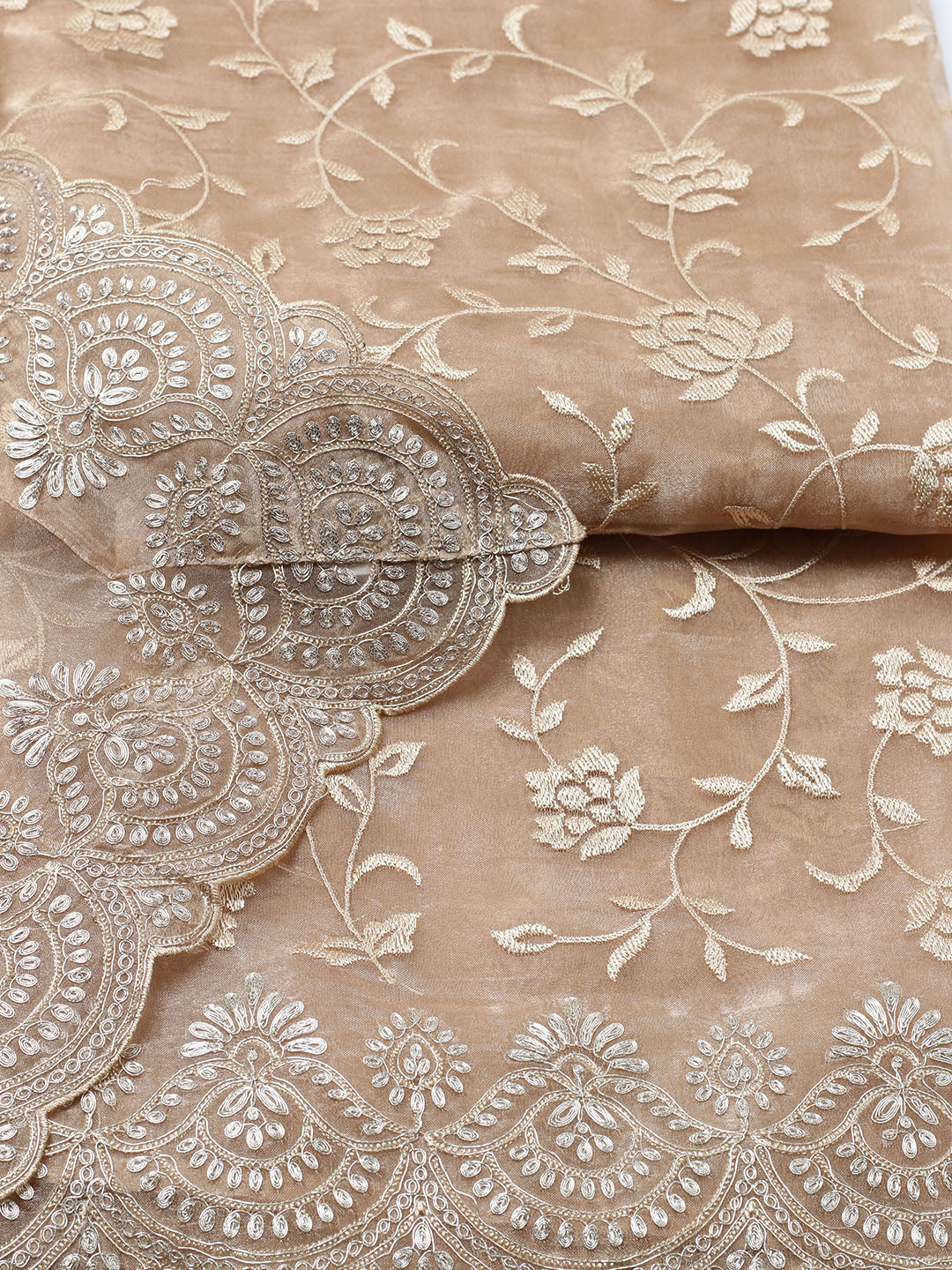 Embroidered Tissue Unstitched Suit With Pant &amp; Dupatta