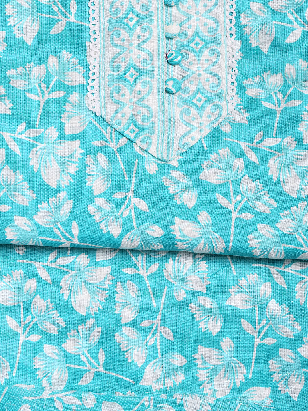 Printed Cotton Blend Unstitched Suit With Dupatta