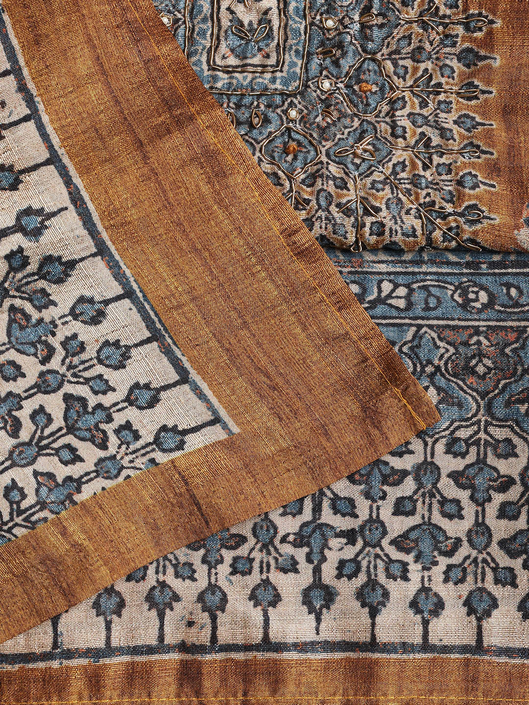 Printed Tussar Unstitched Suit With Dupatta