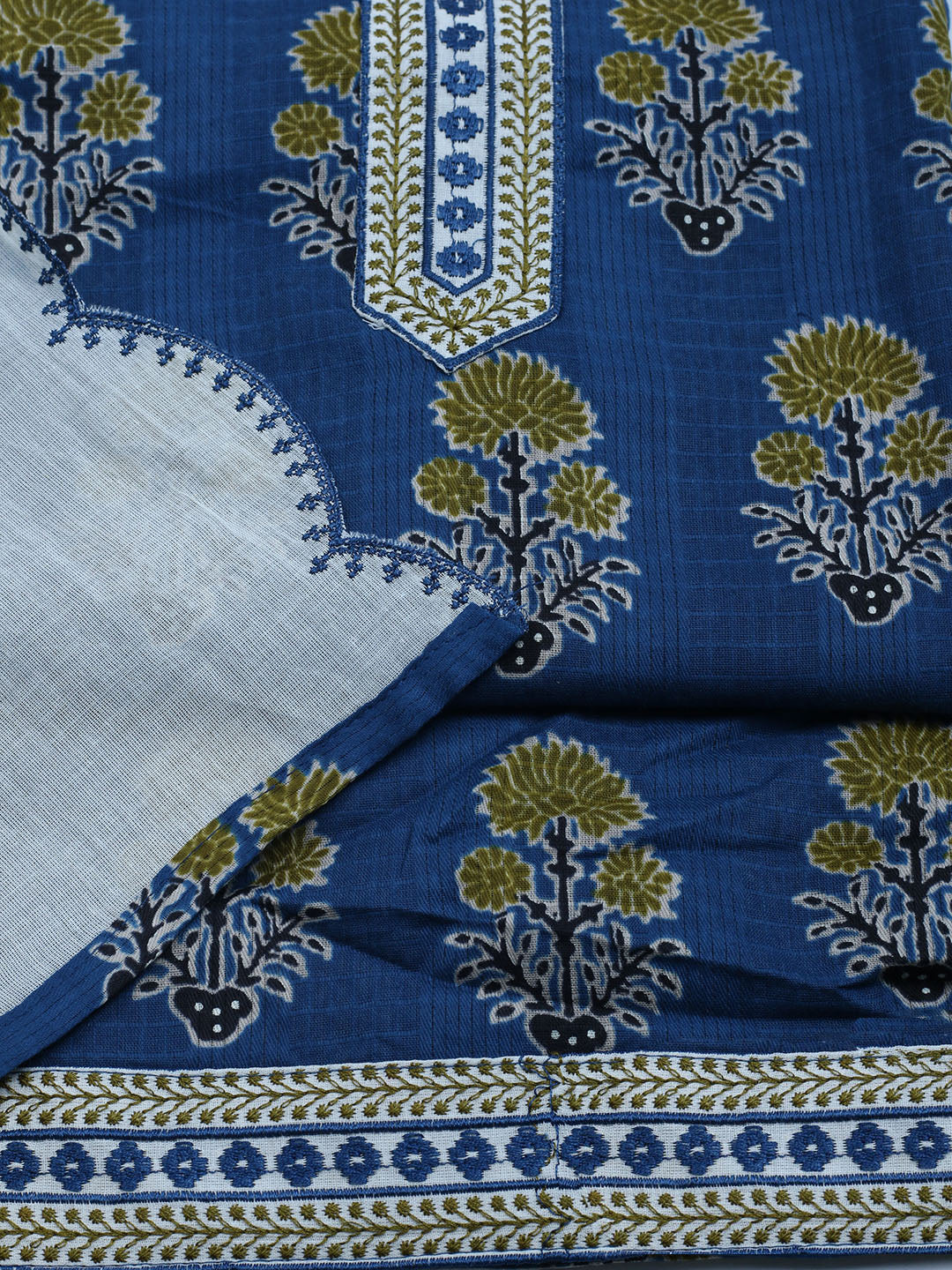 Neck Embroidered Cotton Blend Unstitched Suit With Dupatta