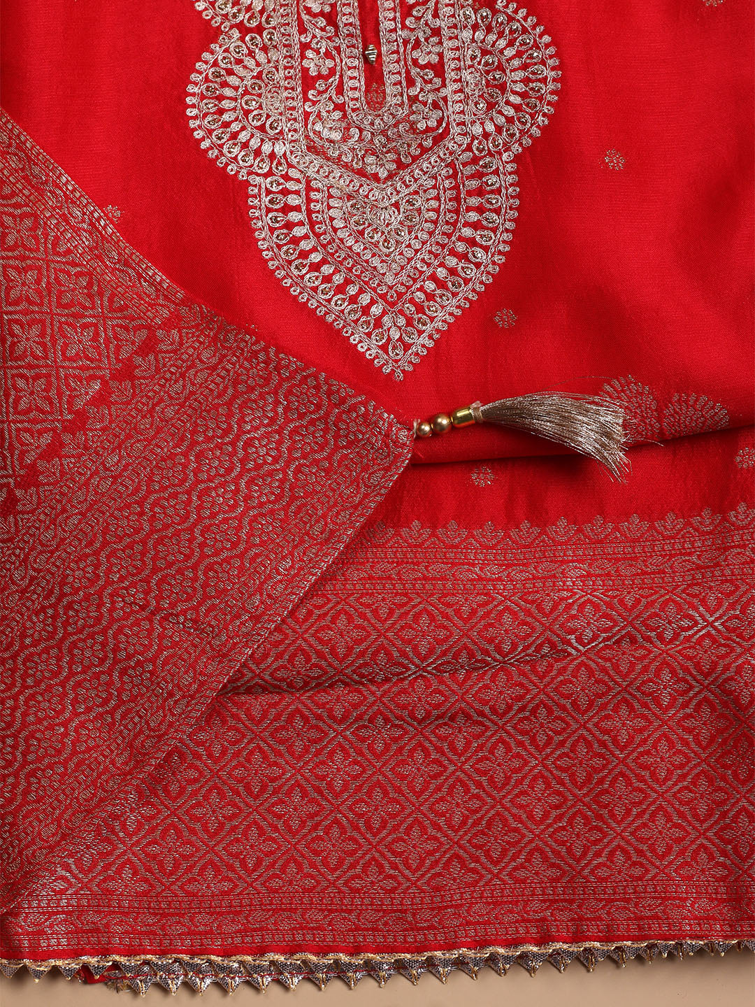 Kanjeevaram Chanderi Unstitched Suit With Dupatta