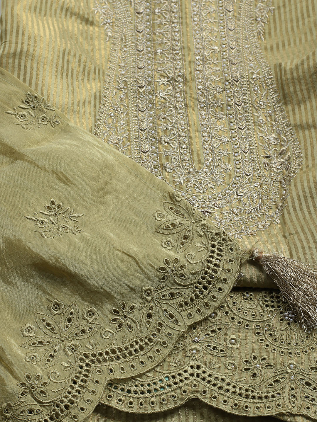 Banarasi Tissue Unstitched Suit With Dupatta