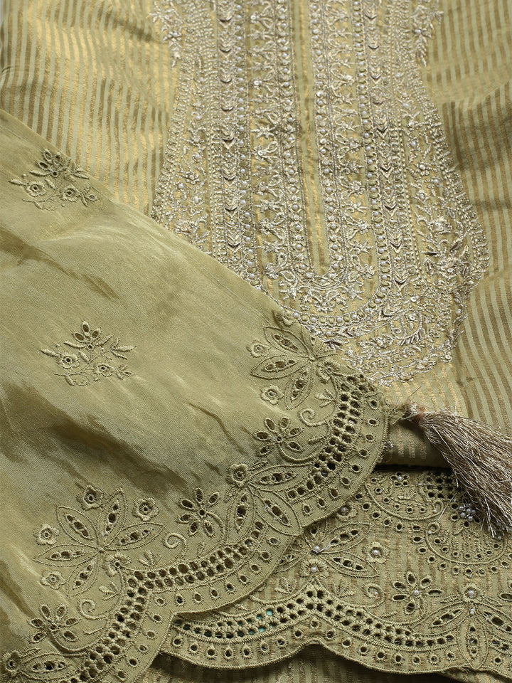 Banarasi Tissue Unstitched Suit With Dupatta