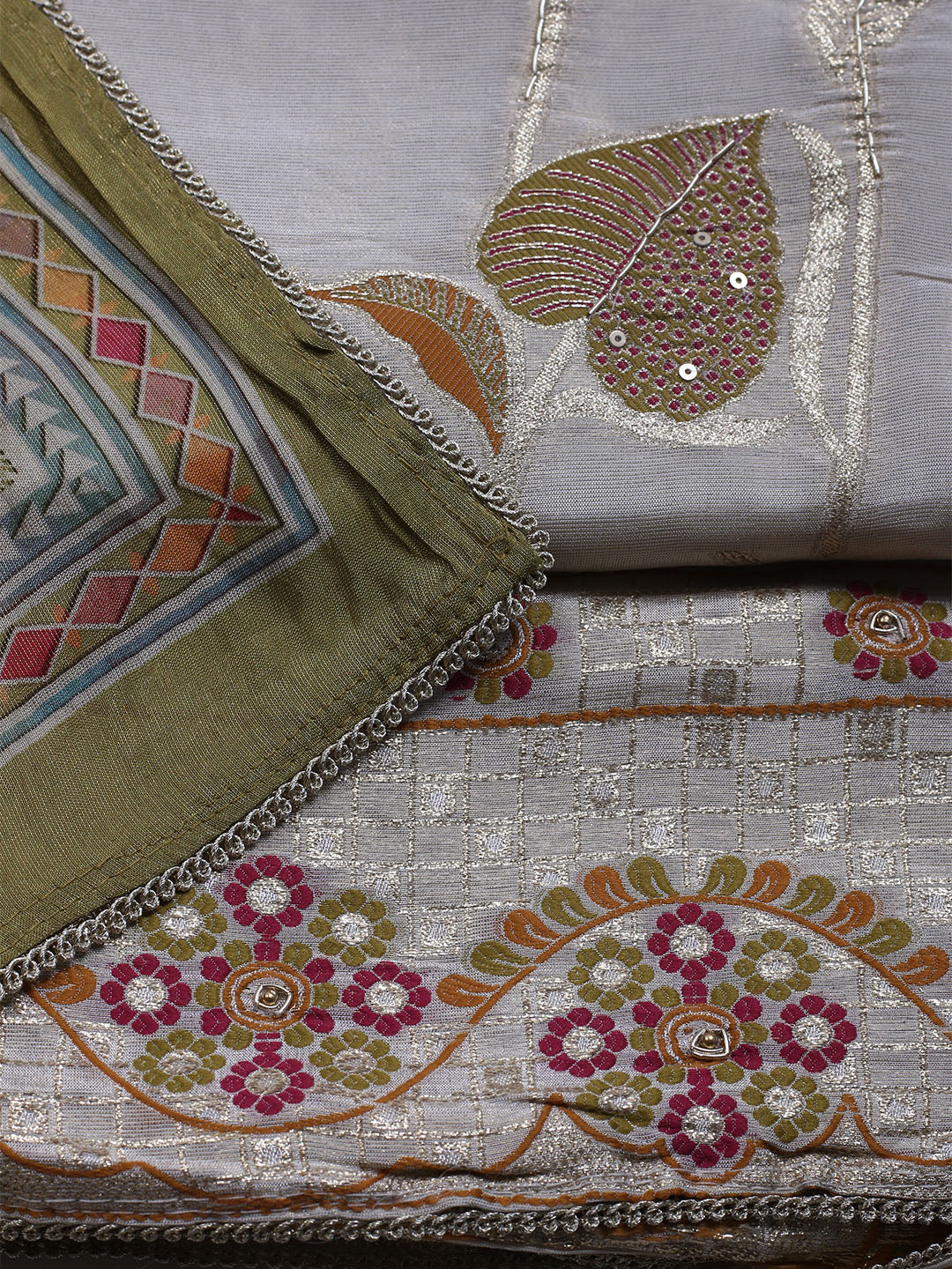 Woven Tissue  Unstitched Suit With Dupatta