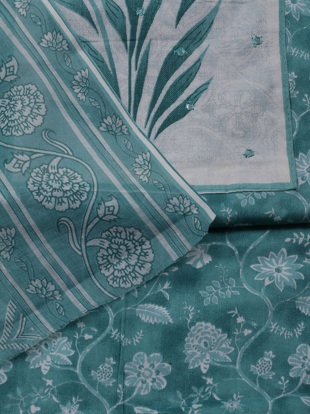 Printed Cotton Blend Unstitched Suit With Dupatta