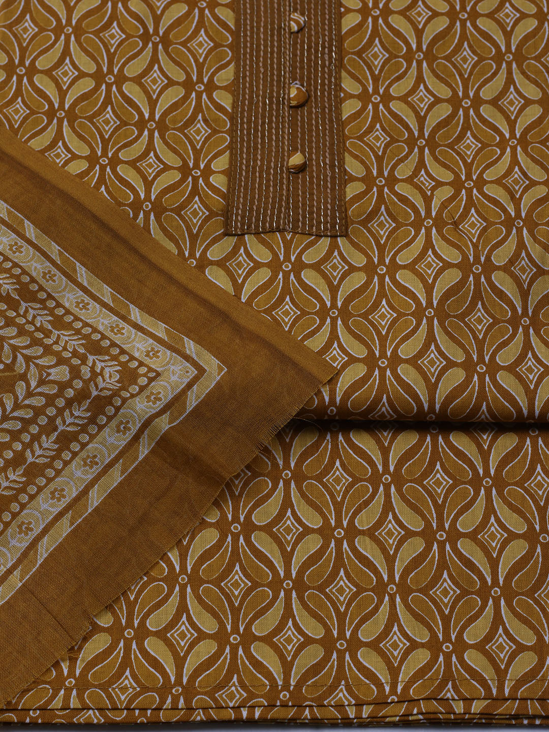 Printed Cotton Blend Unstitched Suit With Dupatta