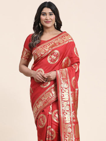 Zari Border Booti Handloom Saree