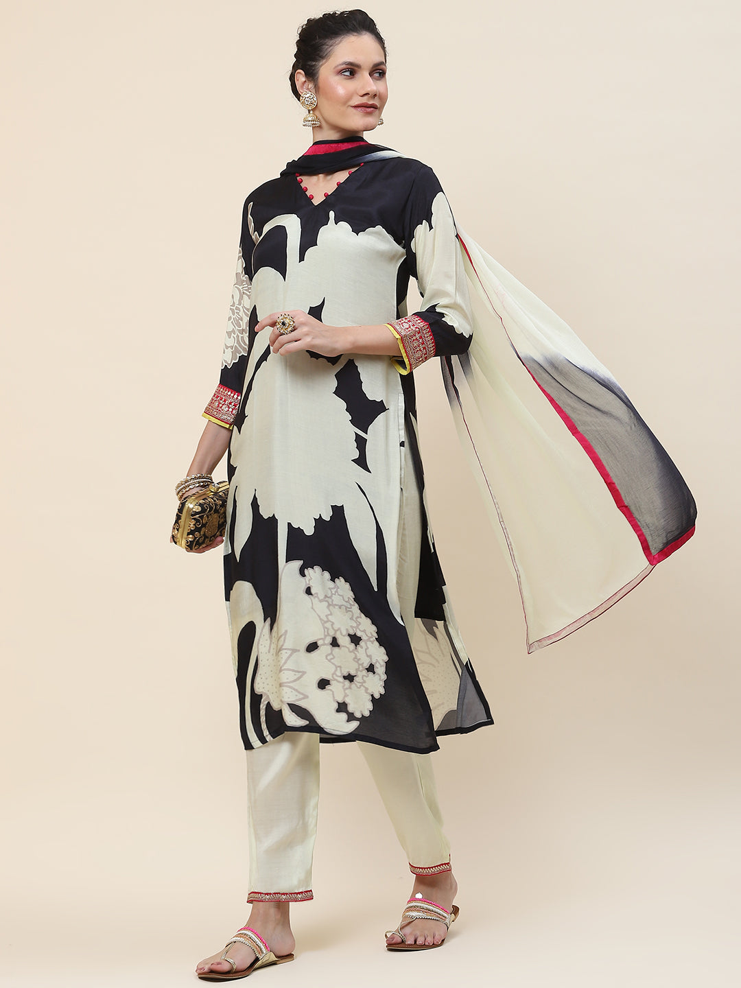 Printed Cotton Suit Set With Dupatta