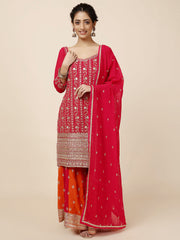 Sequins Embroidery Georgette Kurta With Palazzo And Dupatta