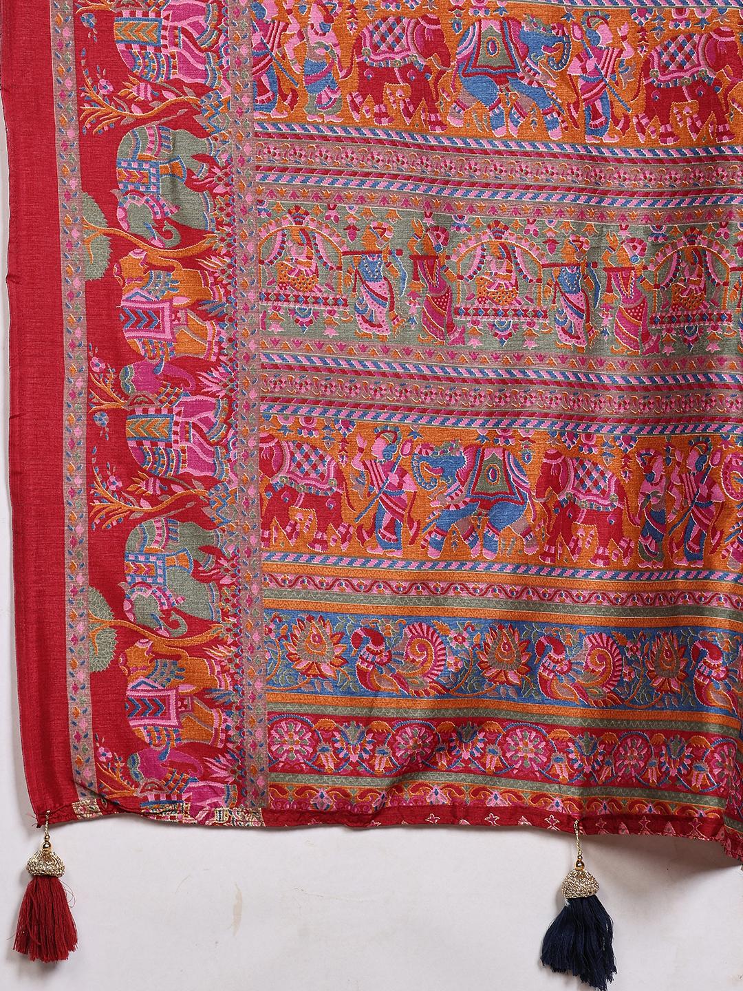 Digital Printed Art Silk Saree
