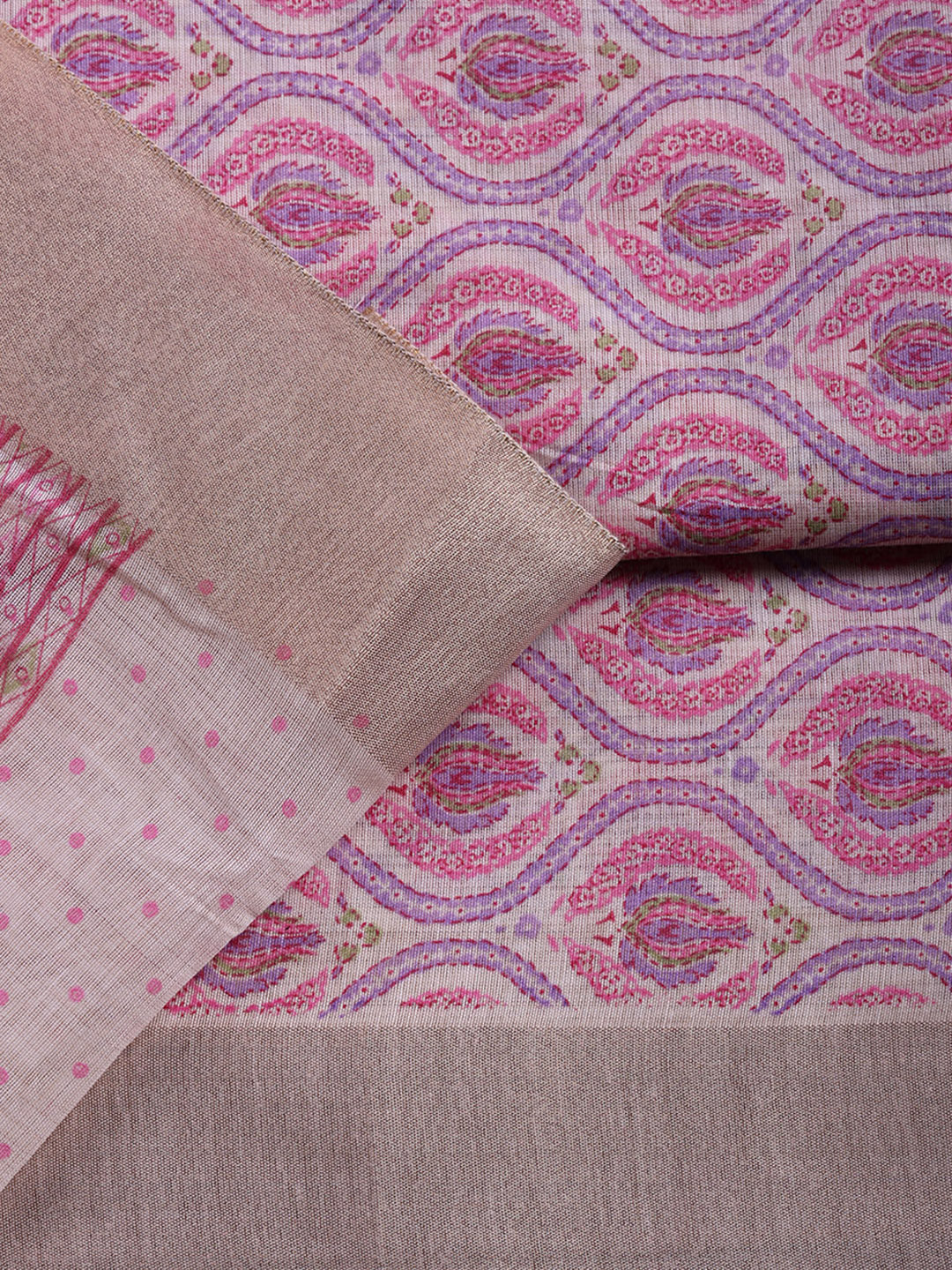 Printed, Chanderi Unstitched Suit With Pant &amp; Dupatta