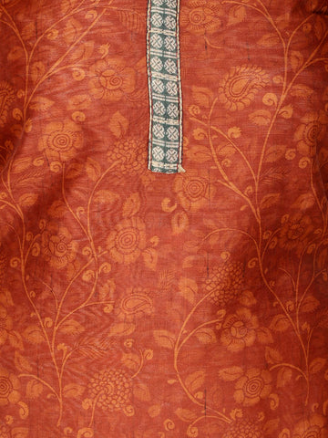 Kantha Embroidery & Printed Chanderi Unstitched Suit Piece With Dupatta