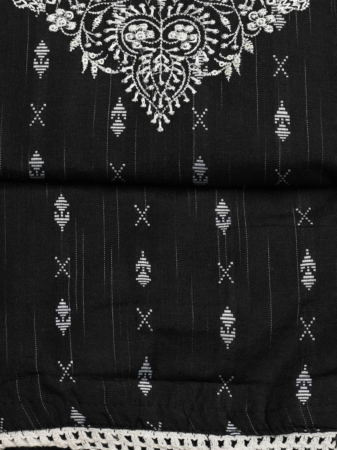 Embroidered Cotton Blend Unstitched Suit With Dupatta