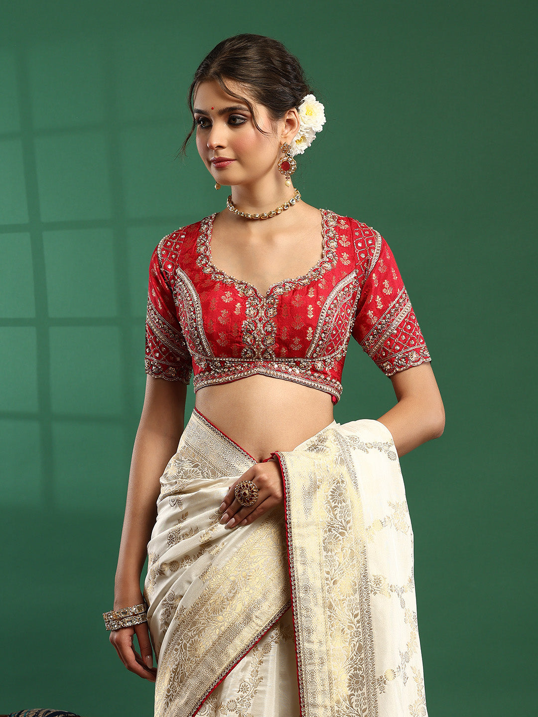 Embroidered Dola Silk Saree