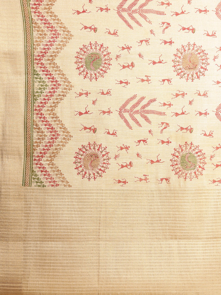 Zaari Border Cotton Blend Saree