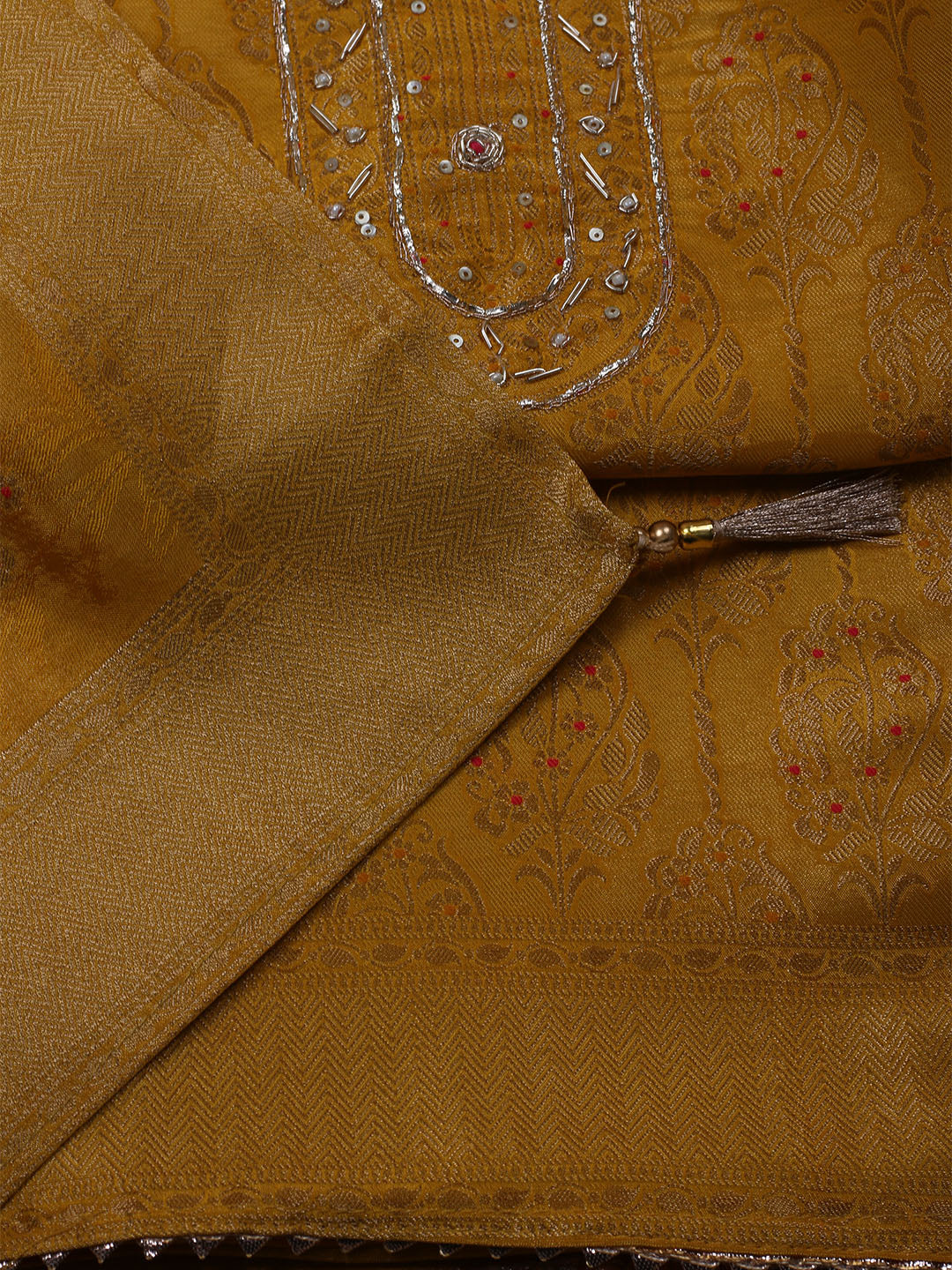 Kanjeevaram Chanderi Unstitched Suit With Dupatta