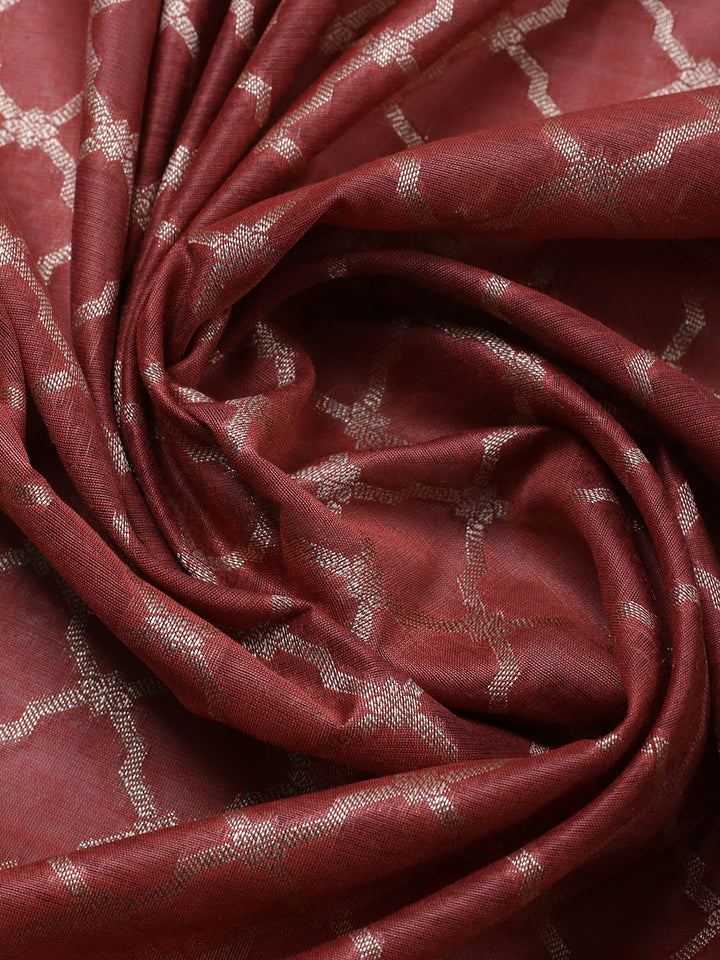 Banarasi Chanderi Unstitched Suit With Pant &amp; Dupatta