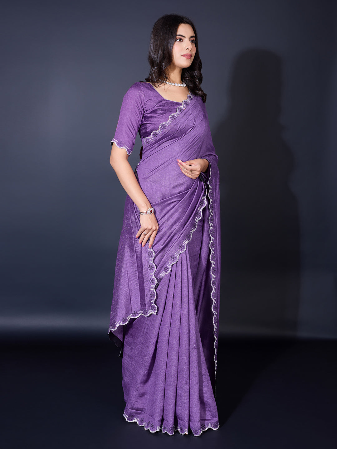 Embroidered Chiffon Saree