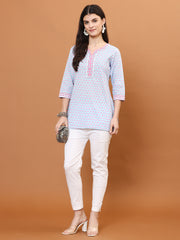 Printed Cotton Blend Short Kurti