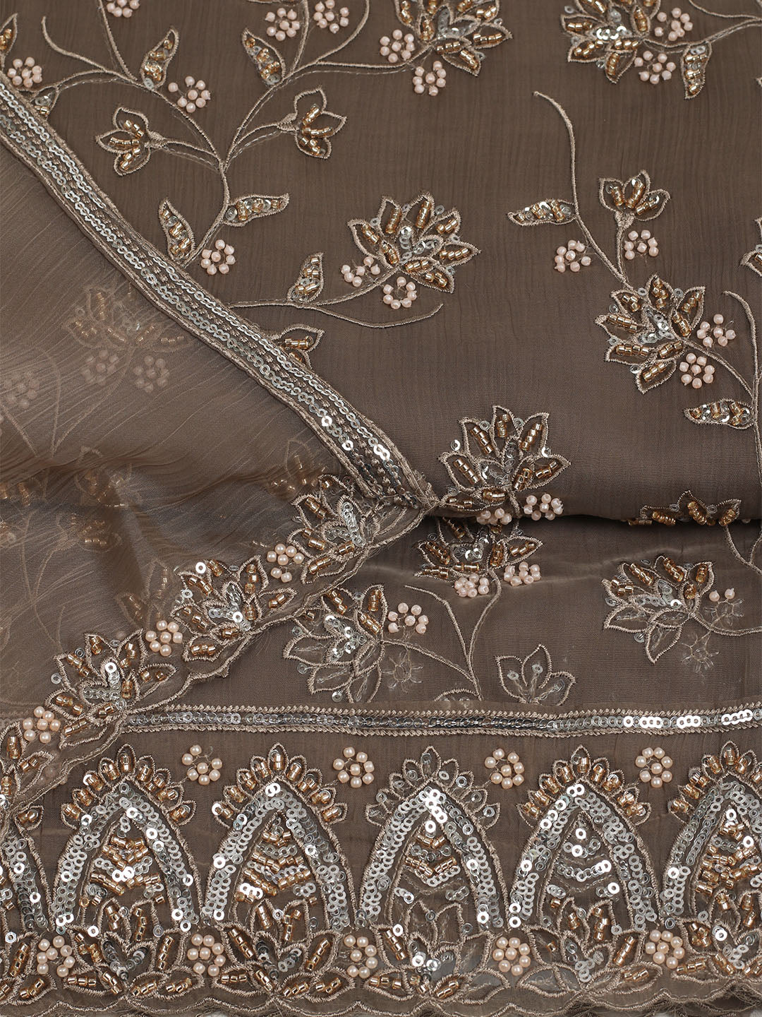 Embroidered Chiffon Unstitched Suit With Dupatta