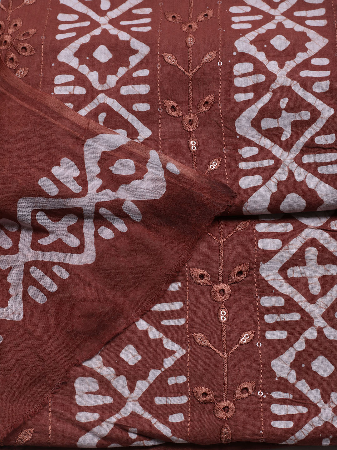 Printed Cotton Blend Unstitched Kurta With Pant &amp; Dupatta