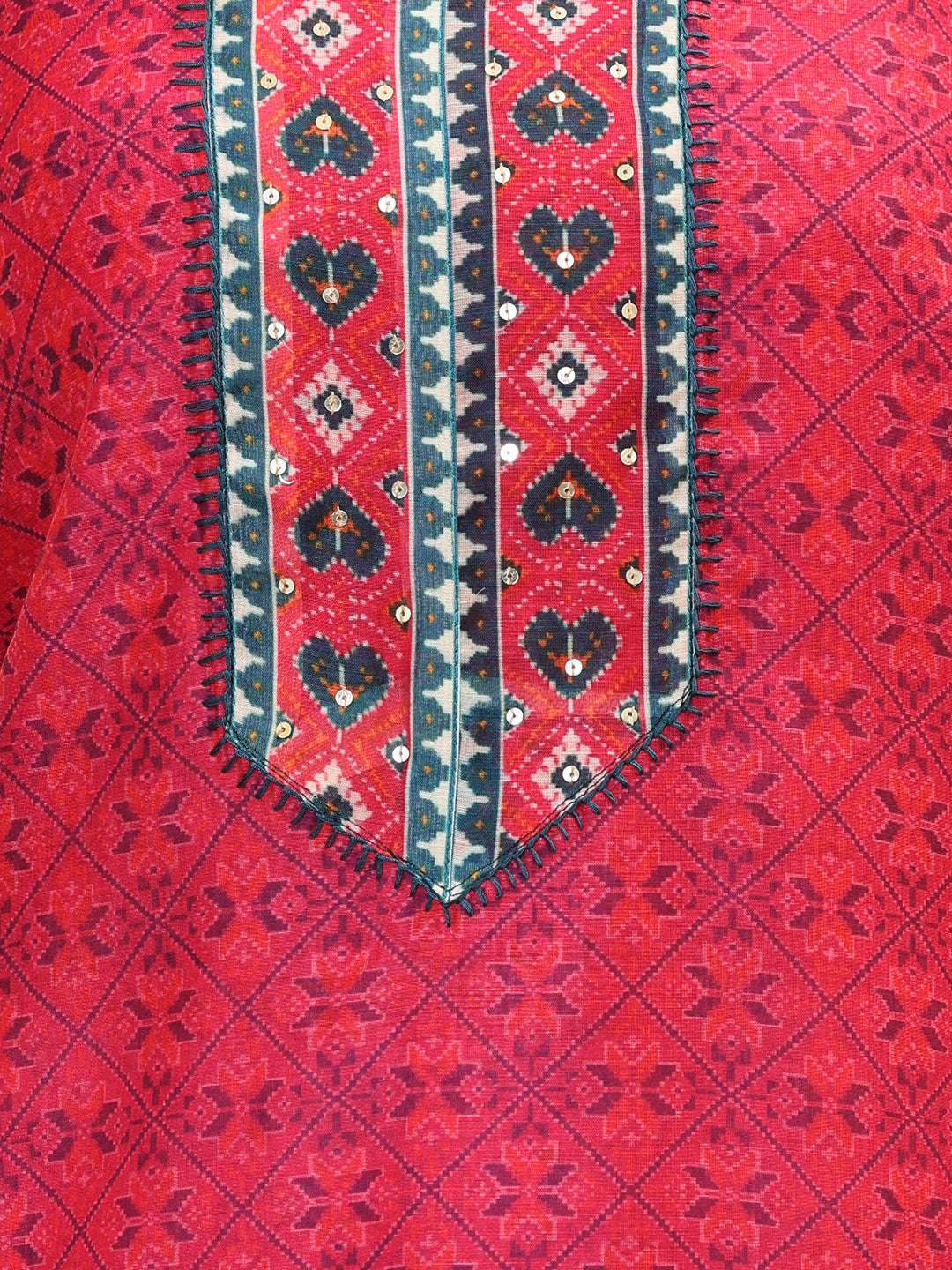 Printed Chanderi Unstitched Suit Piece With Dupatta