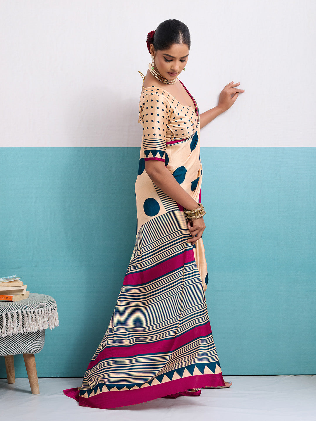 Printed Satin Saree