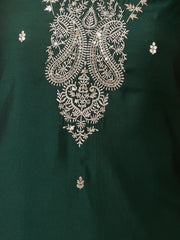 Neck Embroidered Chanderi Unstitched Suit Piece With Dupatta