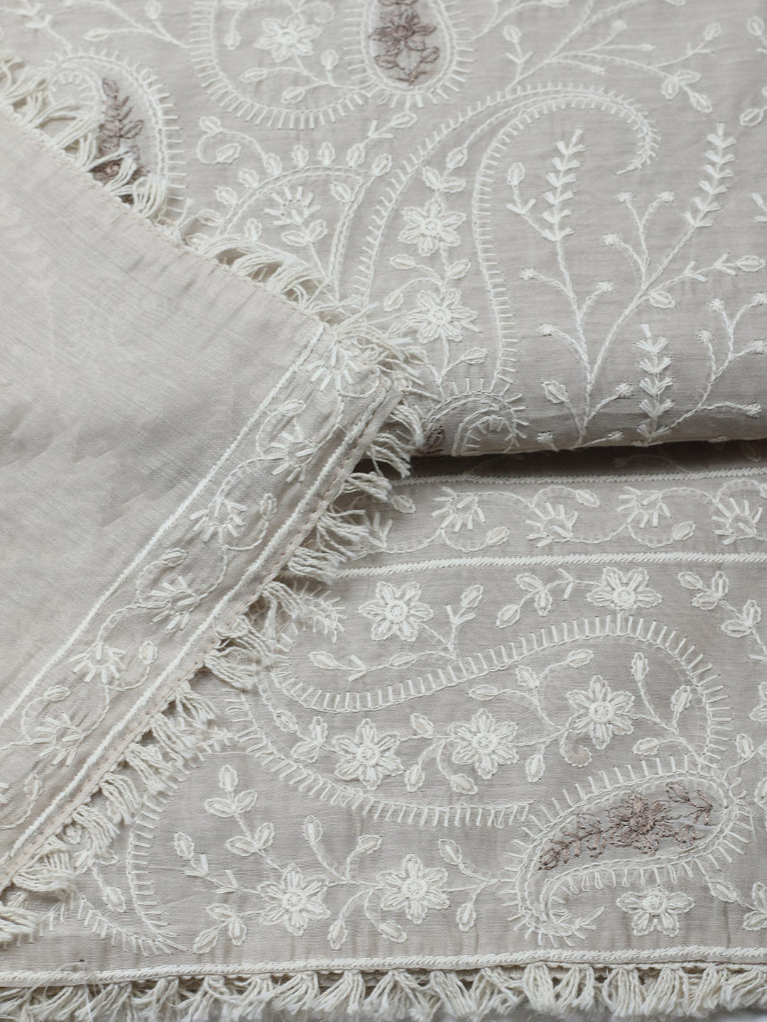 Embroidered Cotton Blend Unstitched Suit With Pant &amp; Dupatta