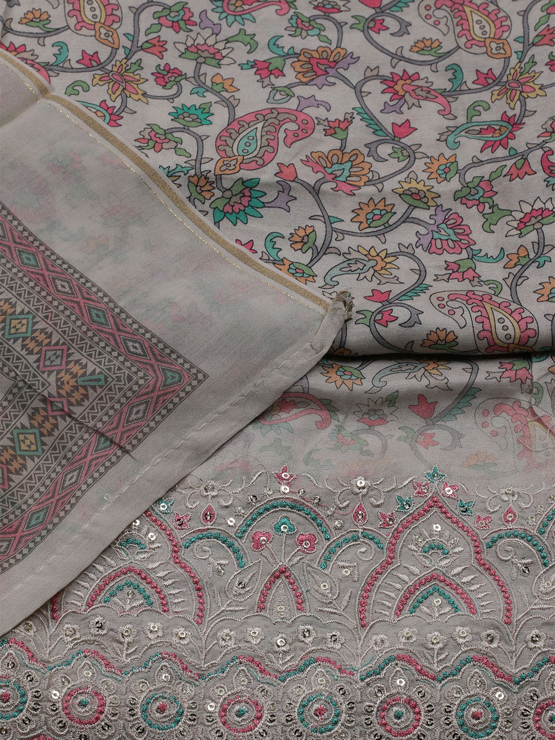 Printed Muslin Unstitched Suit With Dupatta