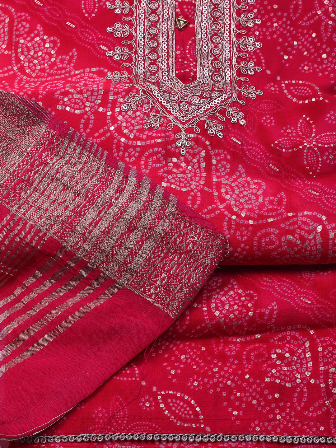 Neck Embroidered Cotton Blend Unstitched Suit With Dupatta
