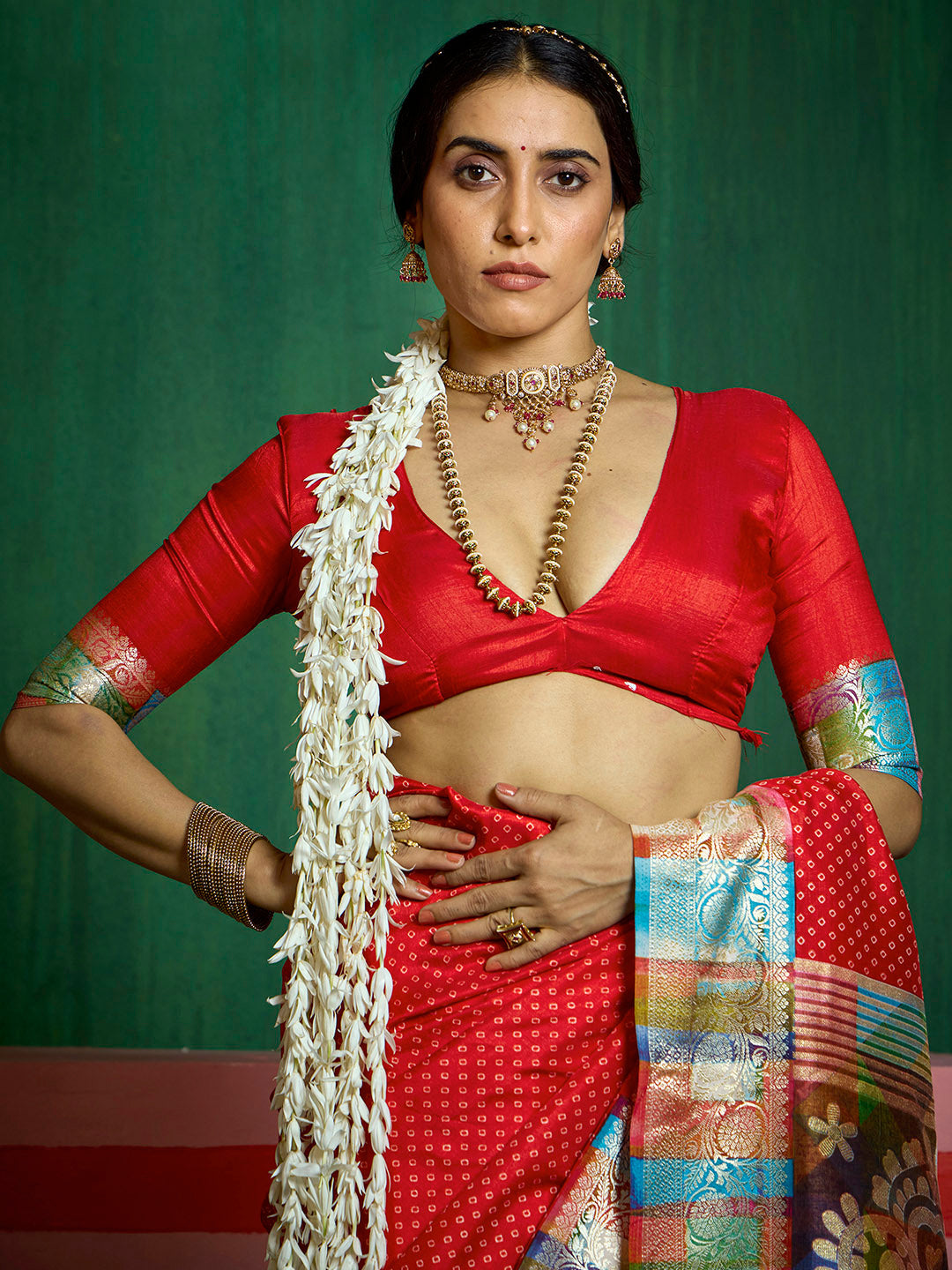 Bandhani Printed Art Silk Saree