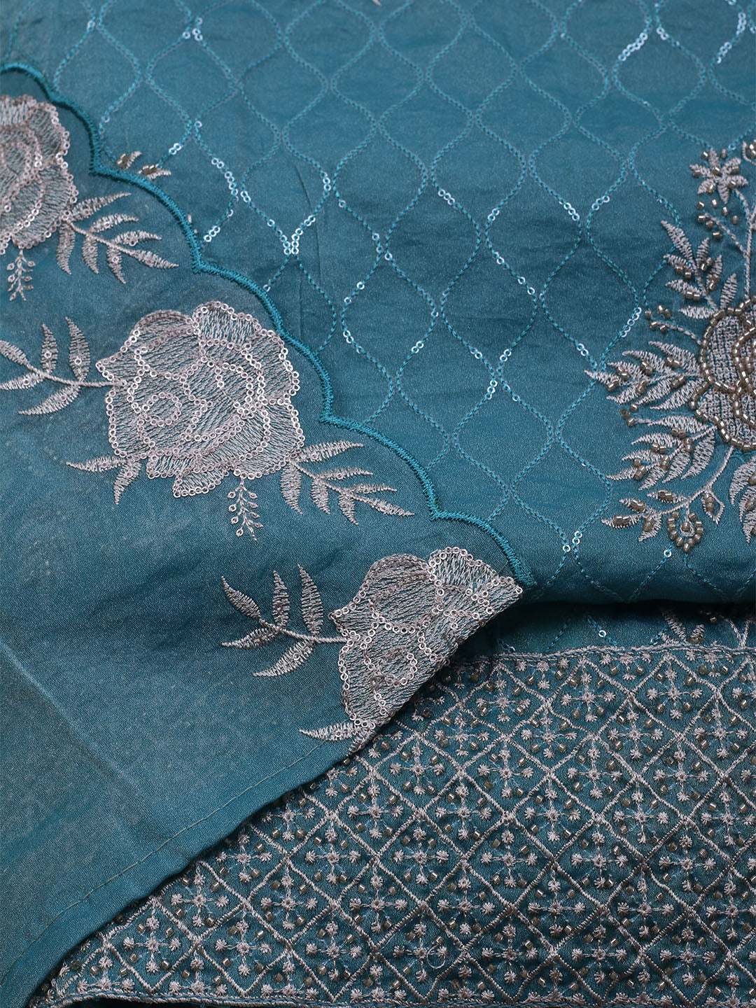 Embroidered Tissue Unstitched Suit With Dupatta