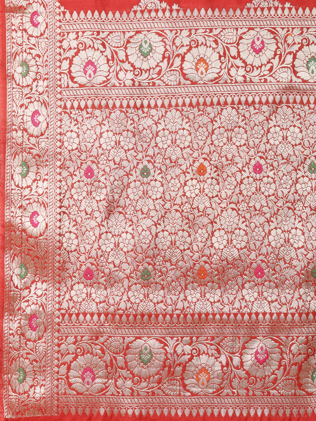 Zari Border Booti Cotton Blend Woven Saree