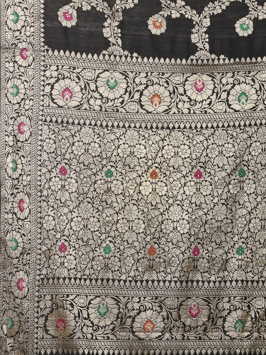 Zari Border Booti Cotton Blend Woven Saree