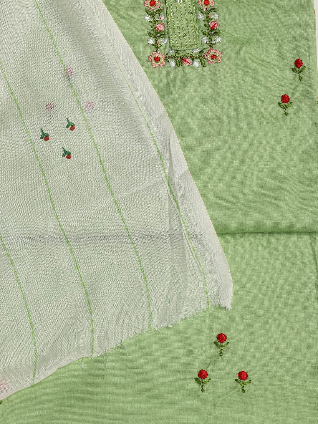 Printed Cotton Blend Unstitched Suit With Dupatta