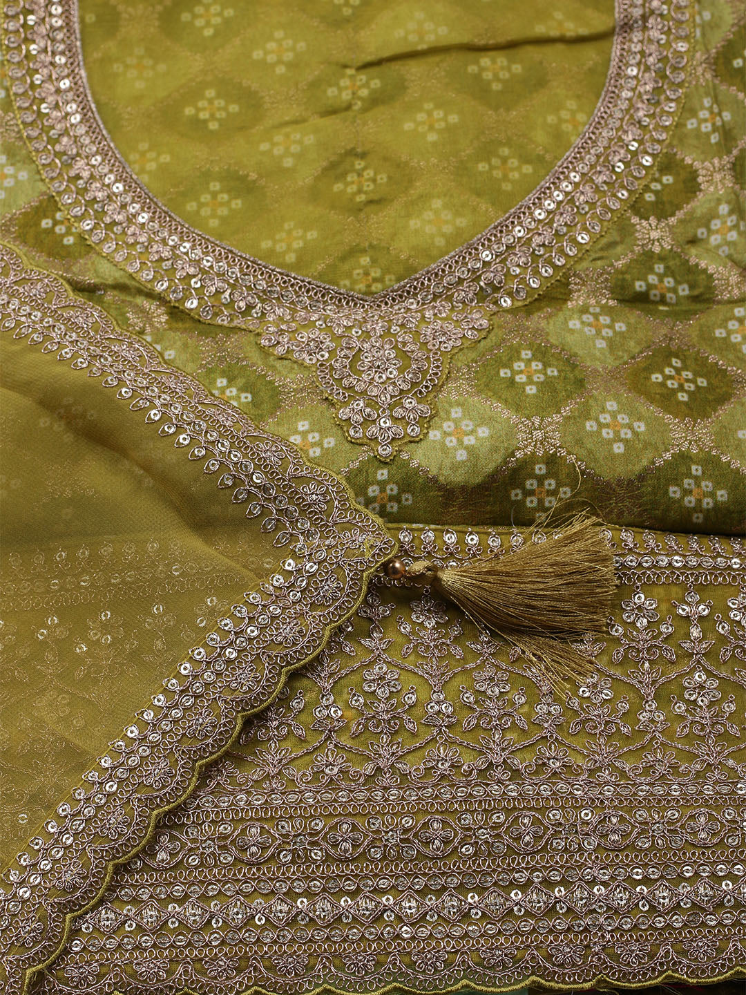 Embroidered Art Silk Unstitched Suit With Dupatta