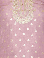 Neck Embroidered Chanderi Unstitched Suit Piece With Dupatta