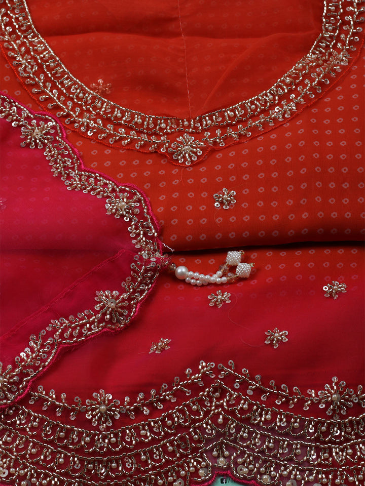 Embroidered Organza Unstitched Suit With Dupatta