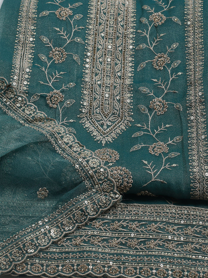 Embroidered Tissue Unstitched Suit With Dupatta