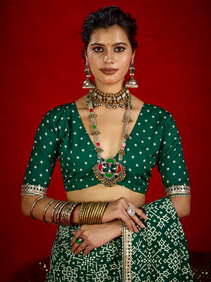 Printed &amp; Gota Work Art Silk Saree