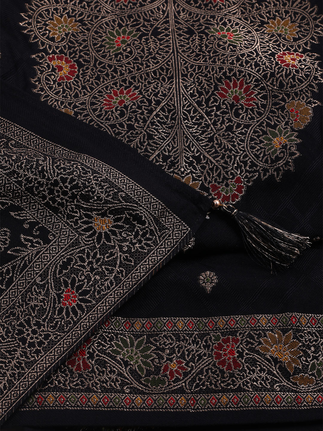 Pashmina Woven Design Unstitched Kurta With Pant &amp; Dupatta