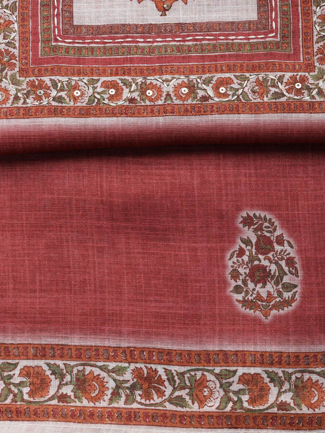 Printed Chanderi Unstitched Suit With Dupatta