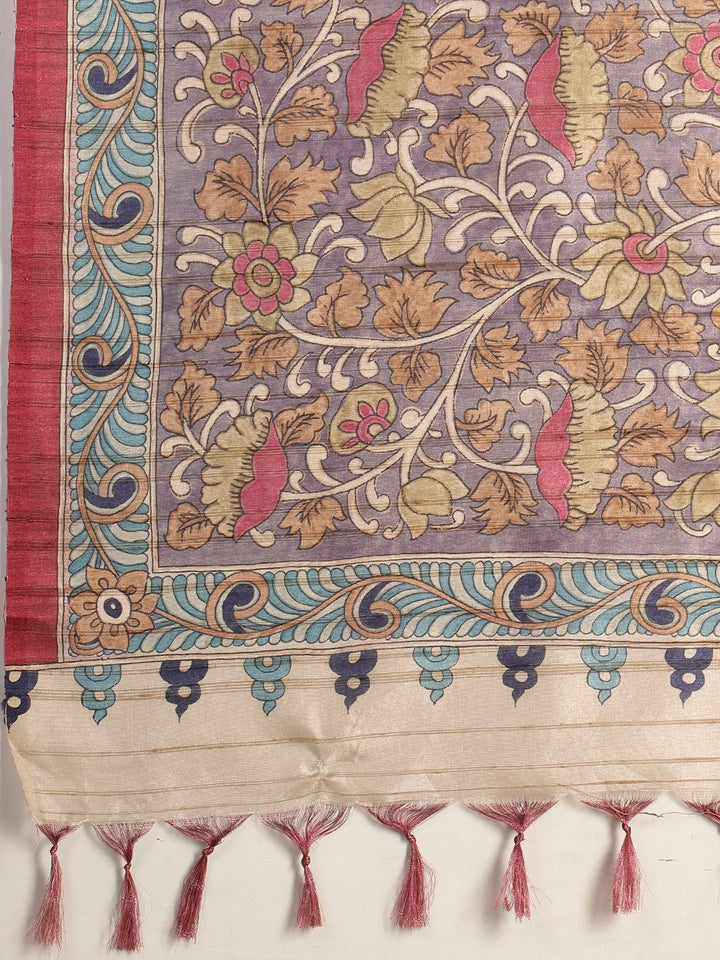 Printed Tussar Silk Saree