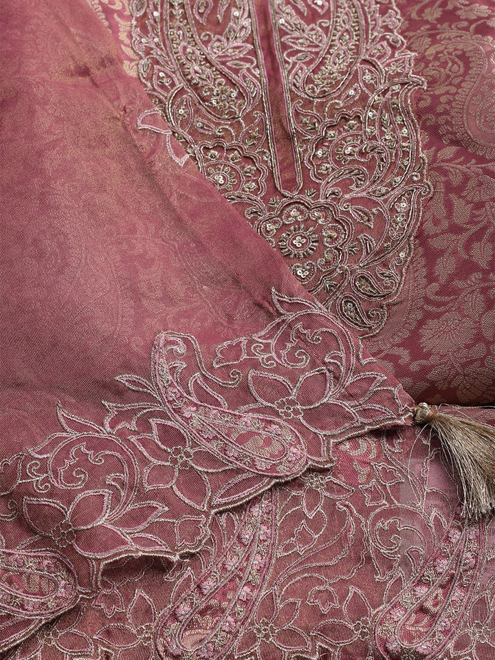 Woven Design Tissue Unstitched Suit With Dupatta