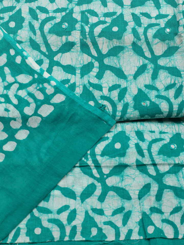 Printed Cotton Blend Unstitched Suit With Pant &amp; Dupatta