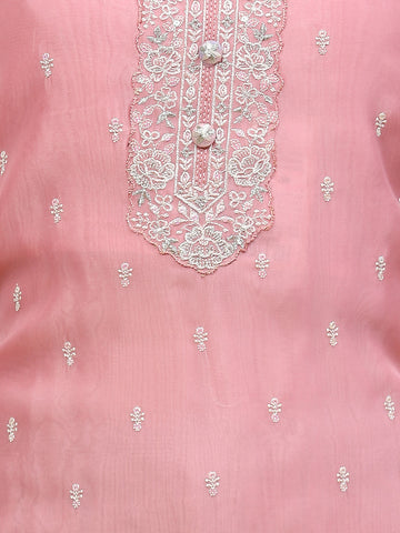 Booti Embroidered Organza Unstitched Suit Piece With Dupatta