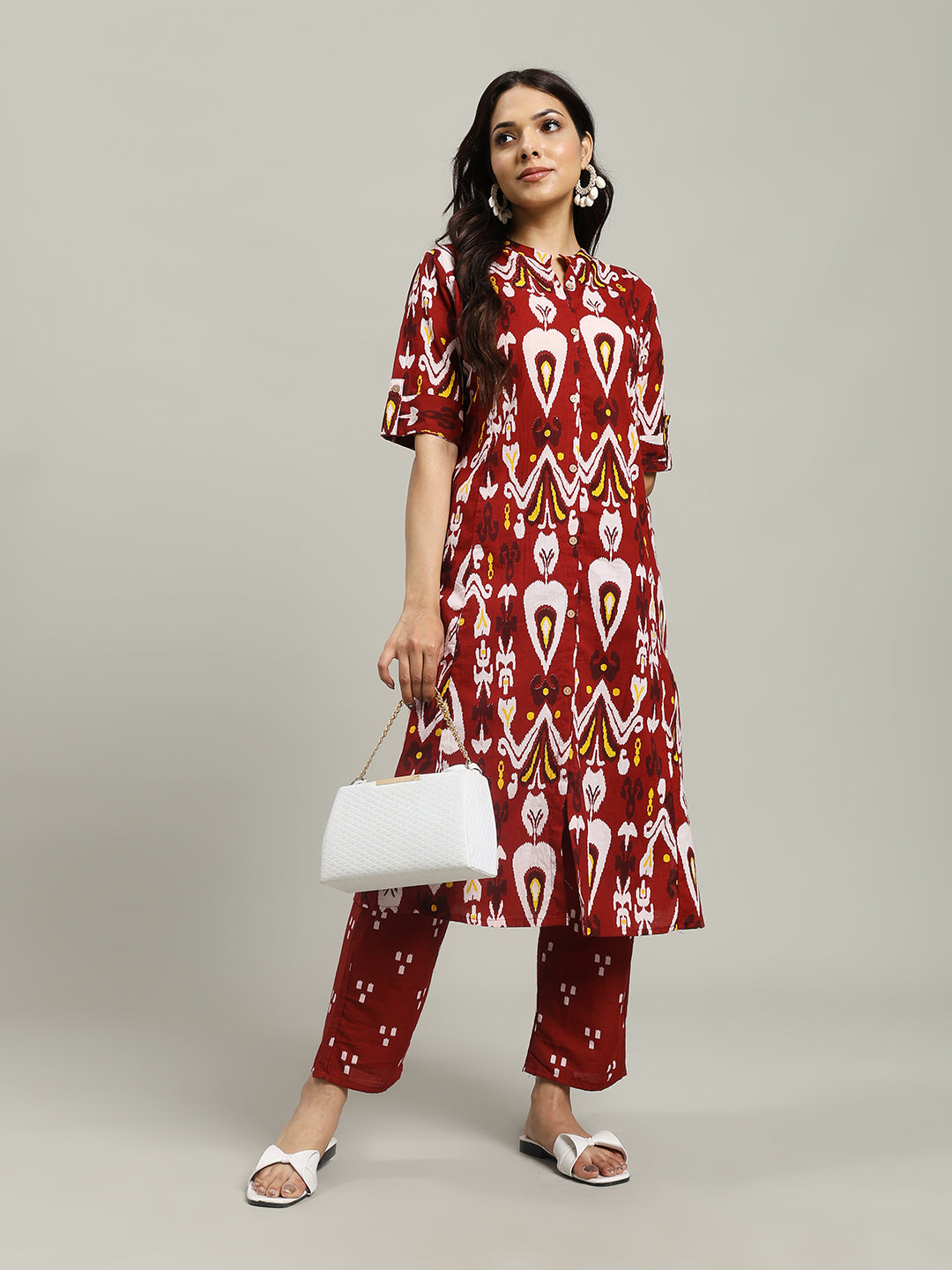 Printed Cotton Blend Kurta With Pants
