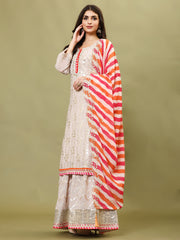 Sequin Embroidery Georgette Kurta With Sharara & Dupatta